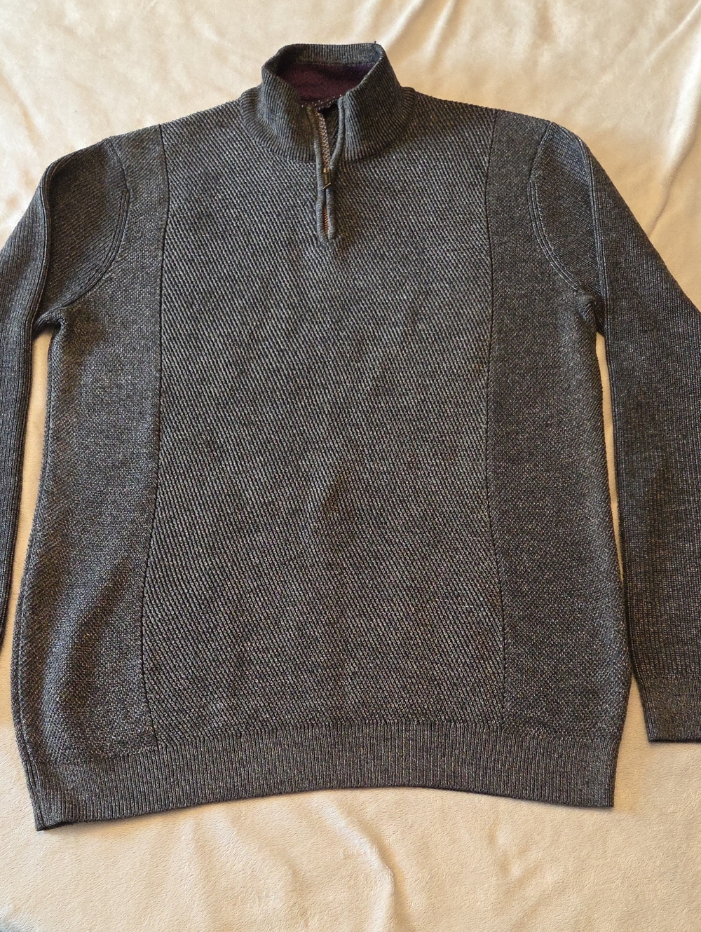 Ted Baker 1/4 Zip Sweater, Grey, Size M (4)